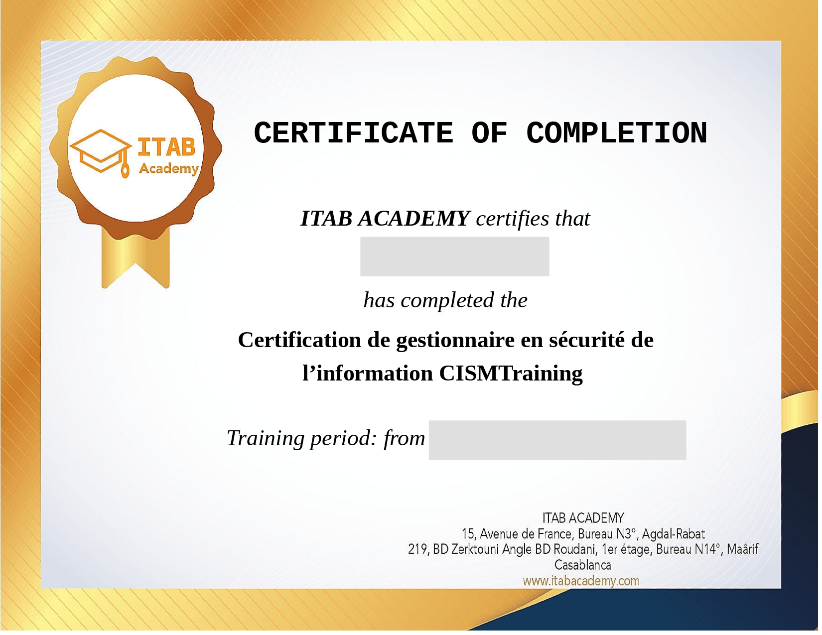 Certificate CISM